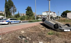 Takla atan otomobilin kaza anı kamerada