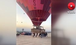 Kapadokya'da balon, otomobile böyle çarptı