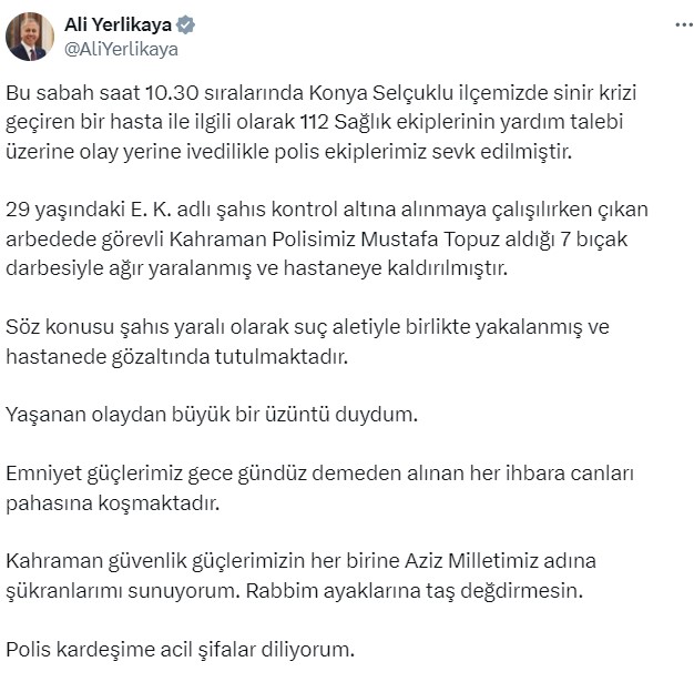 Bakan Yerli̇kaya Poli̇s Açiklamasi